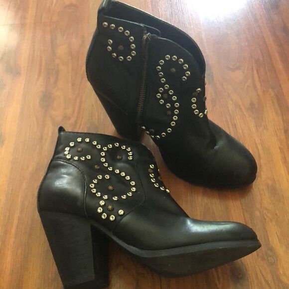 Steve Madden Leather studded low cowboy boots black size 8 - Picture 1 of 11